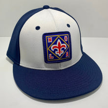 Load image into Gallery viewer, NOLA Fitted Flat Bill Navy/ White