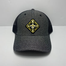Load image into Gallery viewer, Saints Chambray Black Trucker Hat