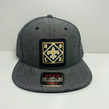 Load image into Gallery viewer, Saints Chambray Black Flatbill SnapBack Hat
