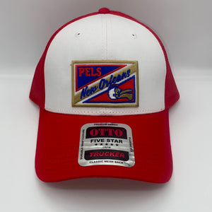 Pelicans Red/White Low Profile Trucker Hat