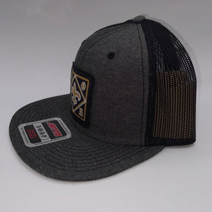 Saints Chambray Black Flatbill Trucker Hat