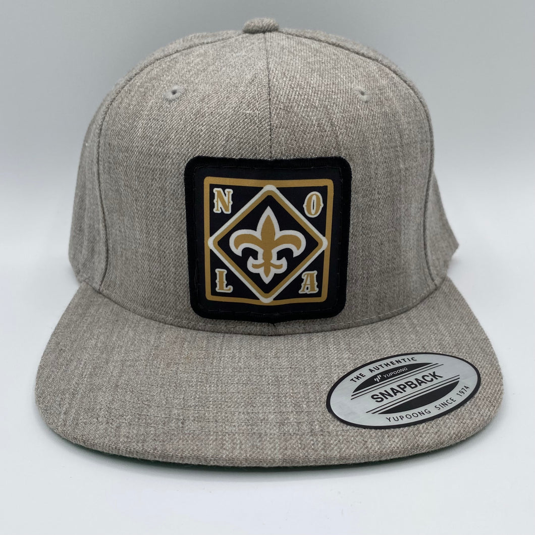 Saints SnapBack Flatbill Hat Heather Gray