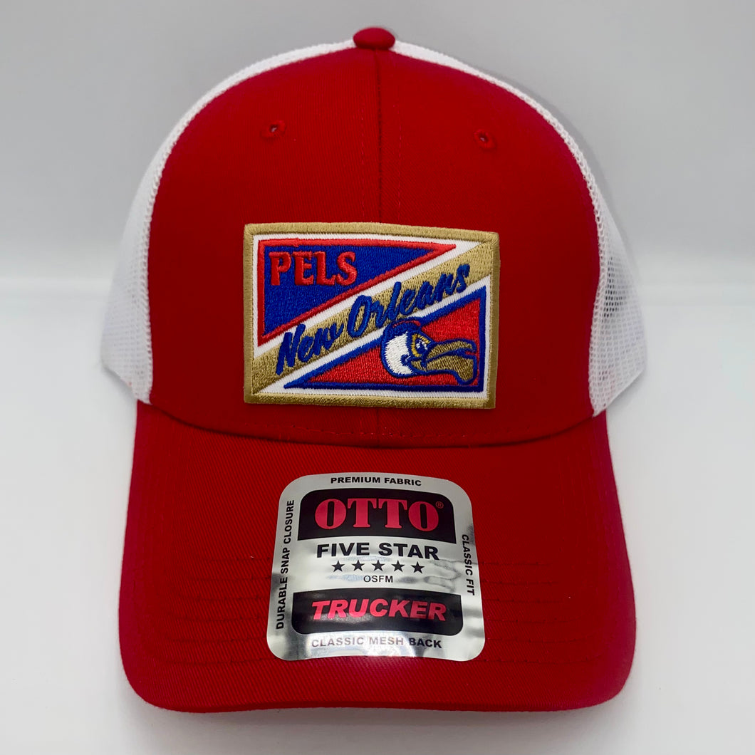 Pelicans White/ Red Low Profile Trucker