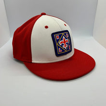 Load image into Gallery viewer, NOLA Fitted Flat Bill Red/ White
