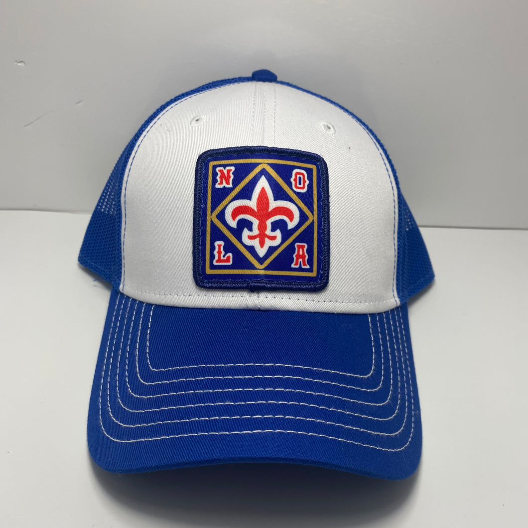 Royal Blue and White NOLA Trucker