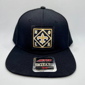 Saints Black Flex Fit Flatbill Hat