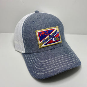 Pelicans Navy Chambray Low Profile Trucker