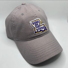 Load image into Gallery viewer, Born on the Bayou LSU Dad Hat Gray
