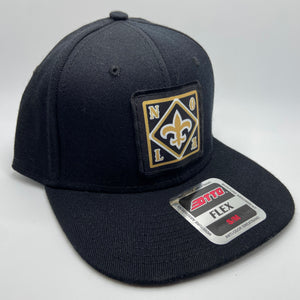 Saints Black Flex Fit Flatbill Hat