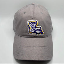 Load image into Gallery viewer, Born on the Bayou LSU Dad Hat Gray
