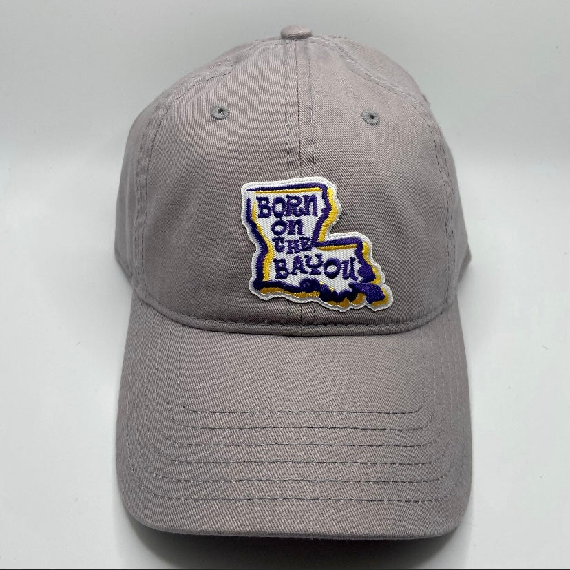 Born on the Bayou LSU Dad Hat Gray