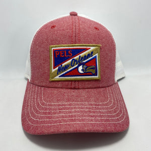 Pelicans Red Chambray Low Profile Trucker