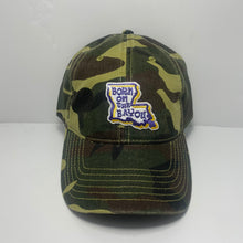 Load image into Gallery viewer, Born on the Bayou LSU Camouflage Dad Hat
