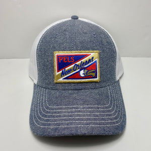 Pelicans Navy Chambray Low Profile Trucker