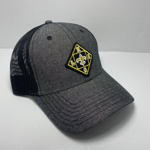 Saints Chambray Black Trucker Hat