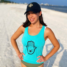 Load image into Gallery viewer, Women’s Hamsa Teal Tank Top
